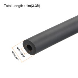 sourcing map Foam Grip Tubing Handle Grips 9mm(3/8") ID 25mm OD 3.3ft Black for Pipe Insulation Lagging Wrap Covers, Utensils, Fitness, Tools Handle Support
