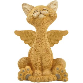 JFSM INC. Bereavement Memorial Orange Cat Angel Figurine with Angel Wings Cat Loss Sympathy Gift - Happy Cat Collection - Cat Bereavement Gifts, Cat Memorial, Cat Loss Gifts, Cat Lover Gifts