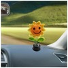 Shaking Sunflower Car Accessories Dashboard Decorations, Smiley Handmade Knitted for