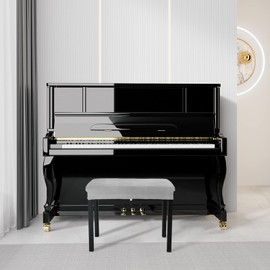 SINOSSO Soft Velvet Piano Bench Cover, (20"- 26.5") L x (11.8"- 15.7") W Rectangle Stretch Washable Stool Upholstered Protector Slipcover, (S, Light Grey)