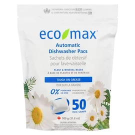 eco-max Eco-Max Hypoallergenic Automatic Dishwasher Pacs, 50 count, Fragrance-Free