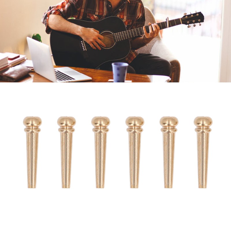 6PCS Guitar Bridge Pin Copper Acoustic Guitar Bridge Pins Peg