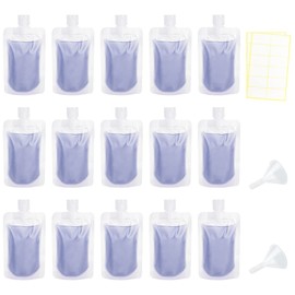 Pack of 15 Travel Bottles for Filling, Travel Bottles Set 100 ml, Squeeze Bags for Self-Filling, Travel Bottles for Toiletries, Travel Gadgets Plane, Travel Container for Shampoo, Shower Gel, Cream