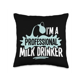 Funny Professional Milk Drinker Milk Splash Farmers Throw Pillow