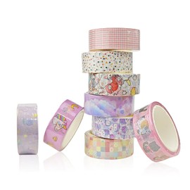 Ovatt 9 Rolls Cute Animal Washi Tape Set, Kawaii Decorative Adhesive Tape, Perfect for DIY Crafts, Bullet Journals, Scrapingbook, Gift Wrapping