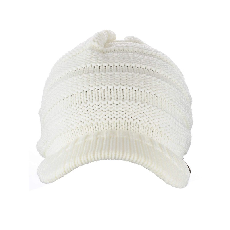 C.C Warm & Thick Cable Knitted Brim Visor Beanie Cap,