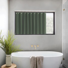 NICETOWN Kitchen Curtain Under The Sink, Thermal Insulated Room Darkening Short Curtain for Small Window with Hooks, Small Valances for Window, 1 Panel, 50 x 20 inches Long, Dark Mallard