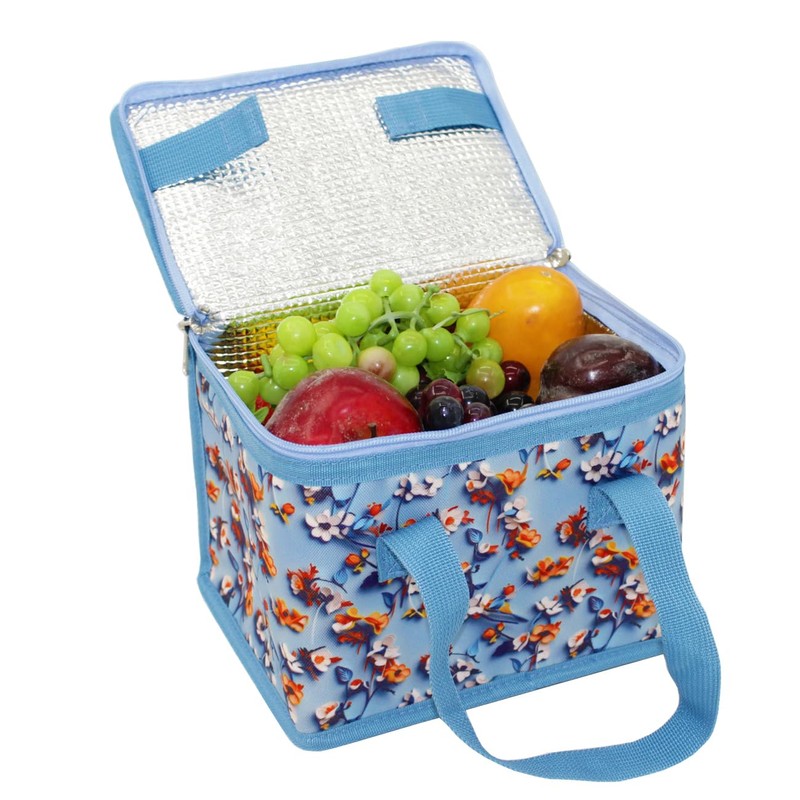 TEAMOOK Lunch Bag Insulated Lunch Box Cool Bag Blue Floral