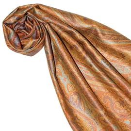 Lorenzo Cana - Women's Silk Scarf 100% Silk Jacquard Woven Harmonious Colours with Fringes 35 x 160 cm Paisley Pattern Silk Scarf 78189, brown