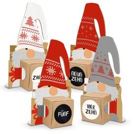 DIY itenga Gnome Advent Calendar for Filling Gnome Band 24 Gnome Figures to Stand Up with Box to Fill Yourself + Number Stickers