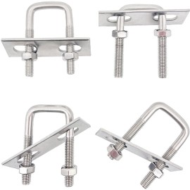 U-bolt square U bolts U-bolts clamps - 4 pieces bracket clamp roof box attachment square bracket axle plate M6 with nuts frame plate for towing cars ships repair
