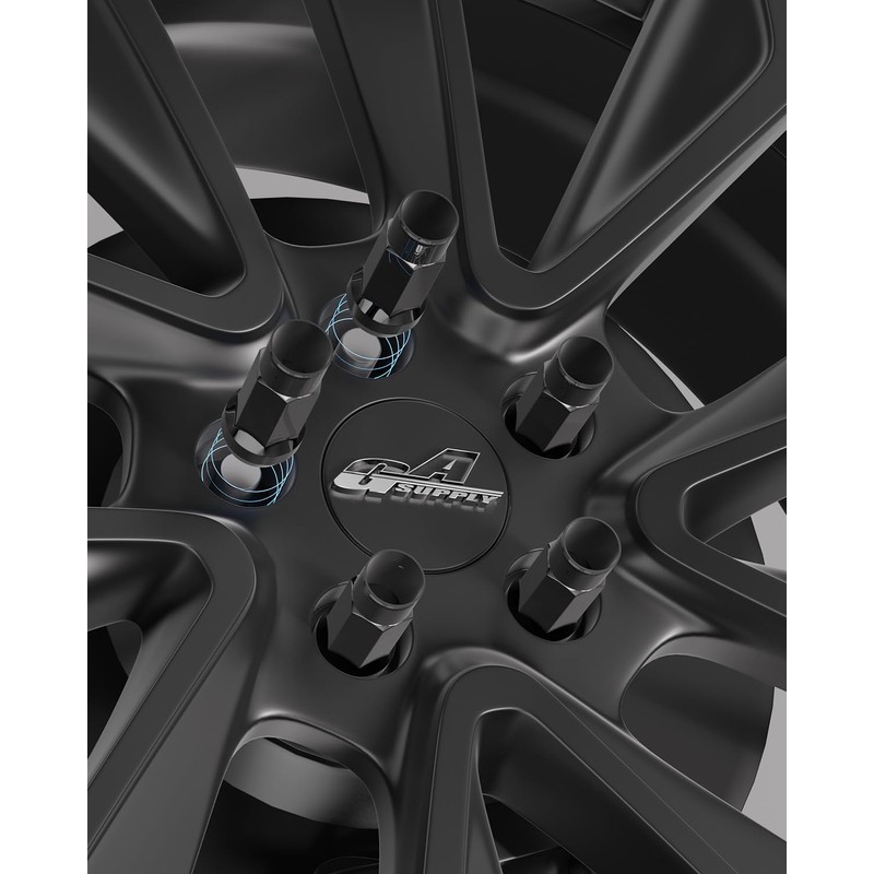 GAsupply 1/2-20 Extended Open End Acorn Lug Nuts Black, 1.9"