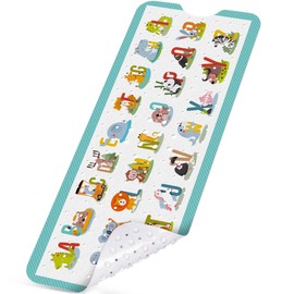 NiBaby Non-Slip Baby Bathtub Mat with Powerful Suction Cups, 40x16 Large Size Quick Drain for Children & Elderly Safety in Showers and Tubs, Machine Washable Durable PVC Comfortable & Safe (Alphabet)