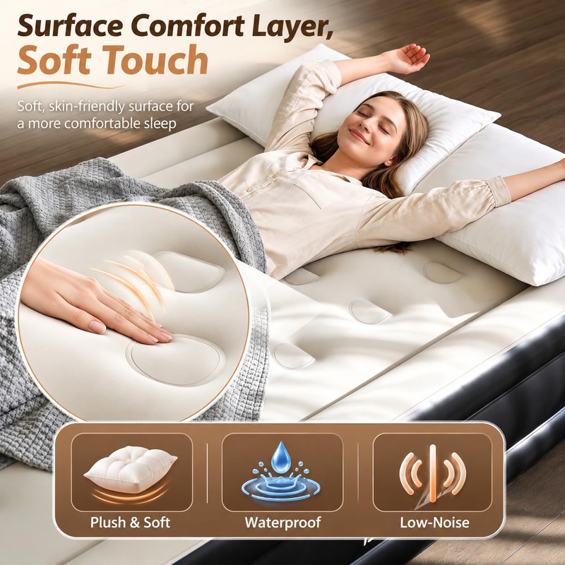 Air Mattress Twin with Built-in Pump, 18" Height, Up to