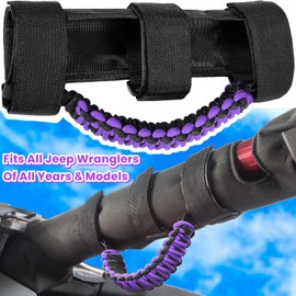 4 x Roll Bar Grab Handles Grip Handle for Jeep Wrangler JK JKU JL JLU TJ YJ Sports Sahara Freedom Rubicon Unlimited Gladiator JT 1955-2023 UTV ATV Premium 550 Paracord Interior Accessories (Purple)