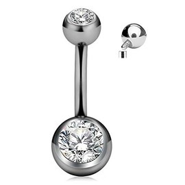 Cizme Titanium Belly Button Piercing 6 mm with Crystal 14G Short Piercing Navel Piercing, Titanium