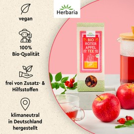 Herbaria Tea Blend Red Apple Organic 60 g - 100% Organic Fruit Tea - Natural Strong Fruity Taste & Only Natural Ingredients - Climate Neutral Produced & Plastic-Free Packaging