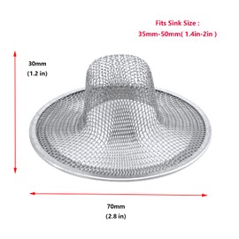 Antrader 2.8" Top / 1.1" Basket, Stainless Steel Anti-Clogging Foor Drain Sink Filter, Sewer Slag Net, Washing Dish Filter, 1mm Drain Holes Around