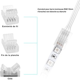 GTIWUNG GTIWUNG 15 Stck 4 Polig 10mm LED Strip Verbinder LED Lckenlose Stecker Schnell Verbinder Ohne Abisolieren, fr RGB/5050/3528/2835/5630/SMD LED Streifen, fr Lichtleistenanschluss