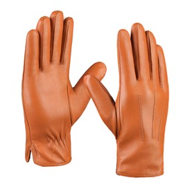 MGGMOKAY Men's Cashmere Lined Leather Gloves, Tan (touchscreen)