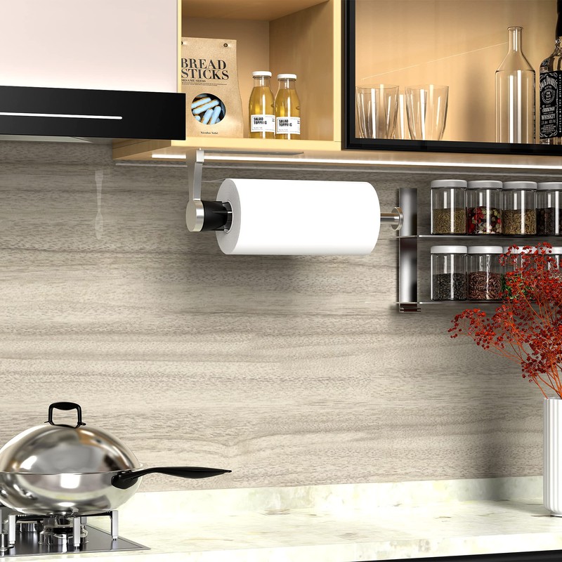 VEHHE Paper Towel Holder,Under Cabinet Paper Towel Holder with Damping