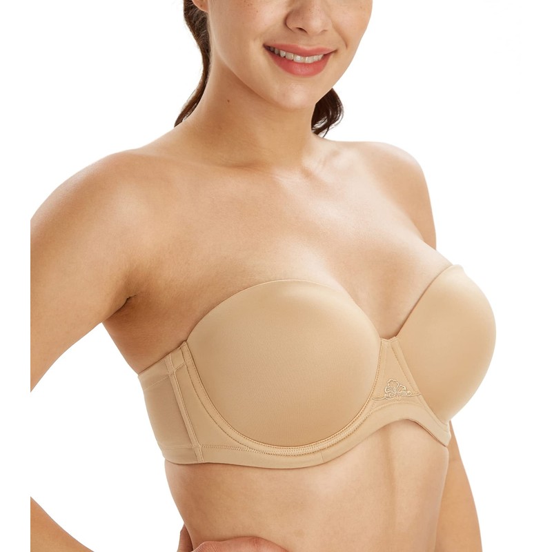 Lemorosy Women's Plus Size Strapless Bra Push Up Full Coverage