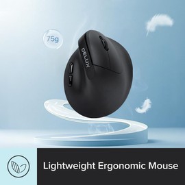 DELUX Ergonomic Mouse Wireless for Small Hands, Vertical Mouse for Carpal Tunnel, 75g Lightweight, 4000 DPI, 6 Buttons, 2.4G, for Window, MacOS, Laptop (M618Air GX-Black)