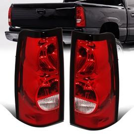 D SOLUTIONS Tail Lights Assembly Compatible with 2003-2007 Chevy Silverado 1500 1500HD 2500 2500HD 3500 Classic Fleetside, Halogen Brake Lamps, Red Lens, GM2801161 GM2800161