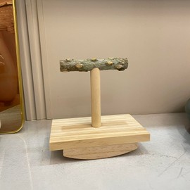Wood Bird Perch Stand, Enrichment Toys for Parakeets Cockatiels Conures Budgies Lovebirds Bird Cage Accessories for Small & Medium Pet Birds