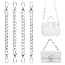 PH PandaHall 4pcs Purse Strap Extender, 20cm Short Handbags Purse Chain Replacement Wristlet Strap Aluminum Purse Chain with Swivel Clasp for Handbag Shoulder Wallet Clutch Bag, Platinum Silver
