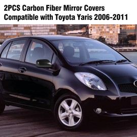 Adzfel 2PCS Compatible with Toyota Yaris Side Mirror Cover 2006 2007 2008 2009 2010 2011, Driver and Passenger for Toyota Yaris Rearview Mirror Caps Clip-on Replacement - Carbon Fiber
