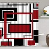 Yddsky 4 Pcs Red Geometric Shower Curtain Sets Non-Slip Rugs