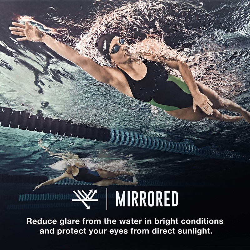 Speedo Women's Vanquisher 2.0 Mirrored Swim Goggles, Silver Ice, One