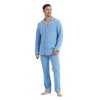 Amaxer Men's Long Cotton Pyjamas Set with Button Placket Long