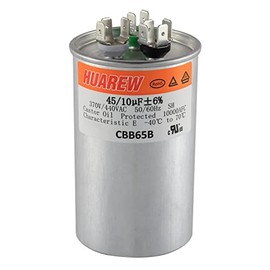 45/10 uF 45+10 MFD ± 6% 370V/440V CBB65B Condensador de CA de doble funcionamiento, reemplazo de condensador redondo 45 10 uF MFD 370 440 voltios VCA para unidad de CA ventilador de arranque o