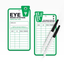 Eye Wash Station Inspection Tags 50 Pack, RP-Plastic Inspection & Status Record Tags, Legend Eye Wash Station, Yearly Monthly Inspection Tags for Eye Wash Station, OSHA Approved, Waterproof