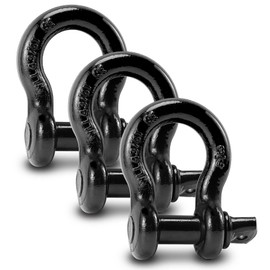 Leero 3/4" D Ring Shackles, 4.75 tons (10,472lbs) Working Load Limit, Clevis Shackle with 7/8" Alloy Screw Pin, Heavy Duty Shackles for Towing, Terrain Vehicle, Jeep, Trailer, Black (3 Pack)