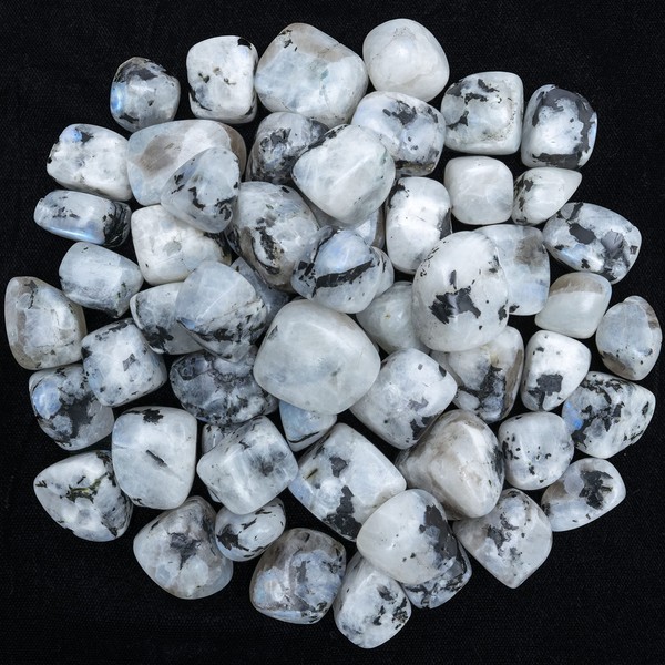 Crocon Rainbow Moonstone Tumbled Stones and Crystals Bulk Natural Crystal Kit for Reiki Healing Crystal Polished, Tumble Stones, Chakra Balancing, Good Luck, Gift, Home Decor Size: 20-25 mm 1LB