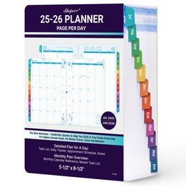 Planner Refills 2025-2026 - JUL 2025 - JUN 2026, 2025-2026 Planner Refills, Two Pages Per Day Daily ＆ Monthly Planner, 5.5" x 8.4", Ring-Bound Organizer, Daily Tracker & Schedule, Colorful Tabs