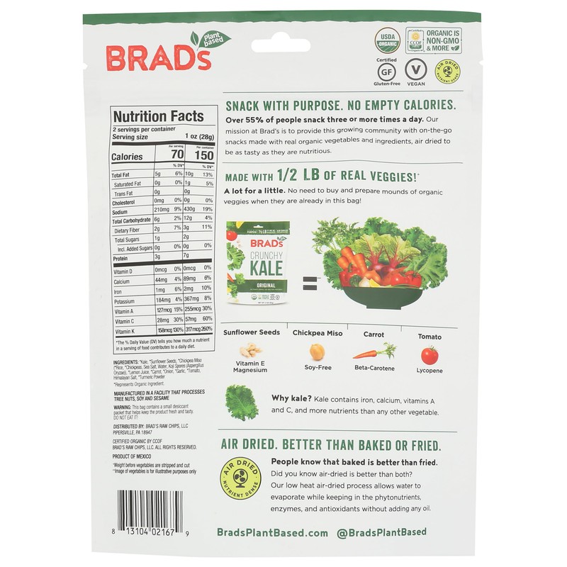 Brad's Plant Based Kale Chips, Original, 2 Oz