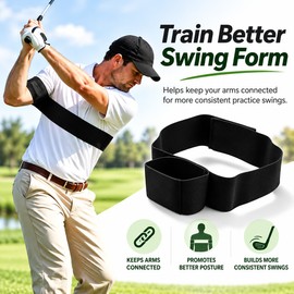 Golf Swing Arm Strap for Beginner Practice – Black Double-Ring Training Aid for Arm Positioning and Swing Drills