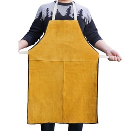 SIQITECHNO Leather Welding Apron Cowhide Apron Heat Flame Resistant Work Apron Heavy Duty Blacksmith Apron Bib Safe Woodworking Workshop Apron for Welders Men Women Length 34”