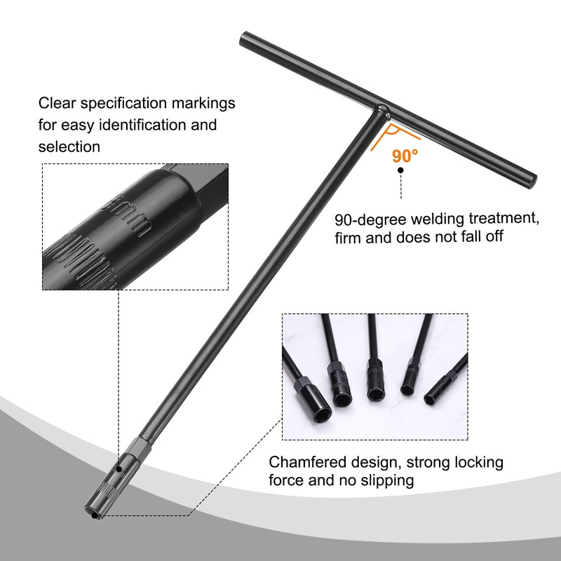 sourcing map T-Handle Metric Socket Wrench 8mm CR-V 6-Point Hex