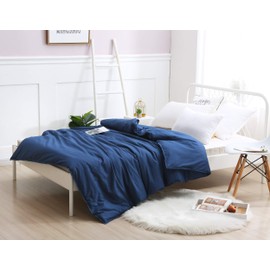 F.Y.Dreams Weighted Blanket Duvet Cover 60x80 inches with 8 Ties,Zipper on Long Side/100% Cotton, Navy Blue/Just Duvet Cover