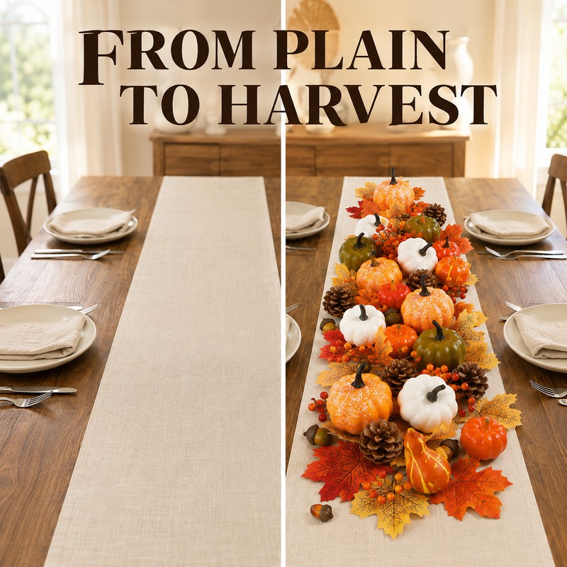 50Pcs Thanksgiving Artificial Pumpkins Set with Leaves Acorns and Pine