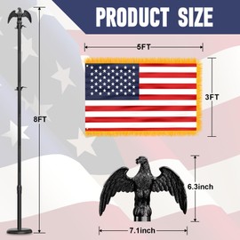 Indoor Flag Pole and Stand (8FT-2Pack)