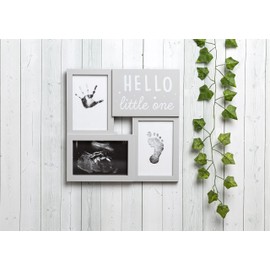 Kate & Milo Babyprints and Sonogram Hello Little One Collage Frame, Baby Handprint, Footprint and Ultrasound Baby Keepsake Frame, Pregnancy Announcement, Gender-Neutral, White