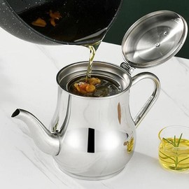 Stainless Steel Oil Filter Pot, 1 Count Stainless Steel Oil Strainer Pot, Oil Pot with Filter, Household Oil Dispenser, Kitchen Utensils & Gadgets for Home Use, Kitchen Accessories - Color: Silver, Size: one-size