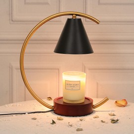 Lewondr Electric Candle Warmer Lamp with 2 Bulbs, Dimmable Candle Melting Lamp for Jar Candles, Minimalist Scented Wax Melt Warmer with Moon Iron Frame Present for Bedroom Home Living Room Decor