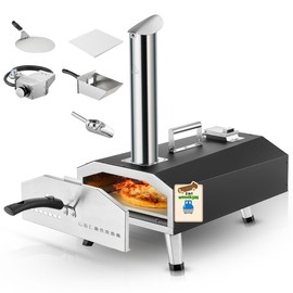 Outdoor Pizza Oven Wood Fired and Gas, 90 Seconds for 12" Pizza, 1000°F Fast Cooking, Oven for Grill, Camping, Backyard, Tailgating, Includes Pizza Stone and Gas Hose